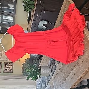 Ruffled off the shoulder Beach boho summer dress! S